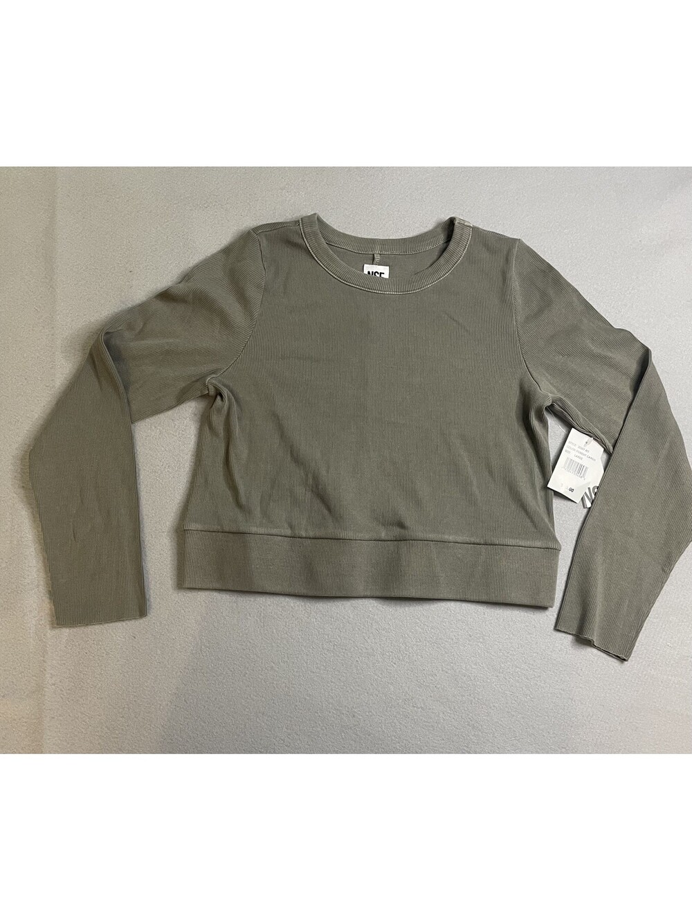 NSF Cropped Long Sleeve Ribbed Mint Colored Shirt  Size L